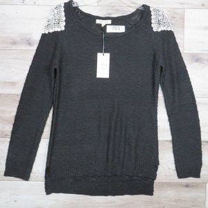 Pink Rose* Women's Long Sleeve Pull‎ Over Boat Neck Sweater Large Black w/White